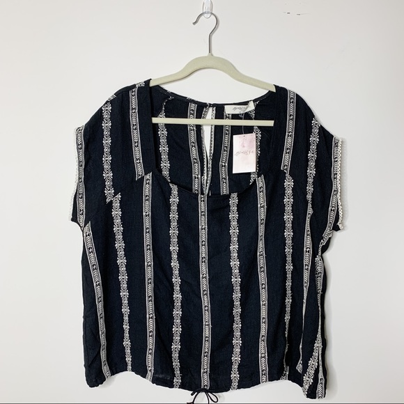 NWT A Beautiful Soul Black Boho Blouse 18/20 - Picture 2 of 7